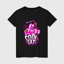 Футболка хлопковая женская Cool cat- Killer queen- Jo jo, цвет: черный