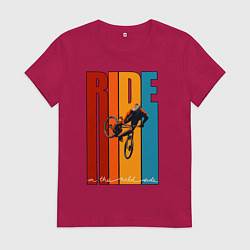 Футболка хлопковая женская MTB - ride, цвет: маджента