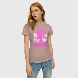 Футболка хлопковая женская Логотип Барби объемный, цвет: пыльно-розовый — фото 2