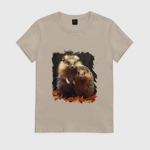 Женская футболка Милые ёжики / Миндальный – фото 1