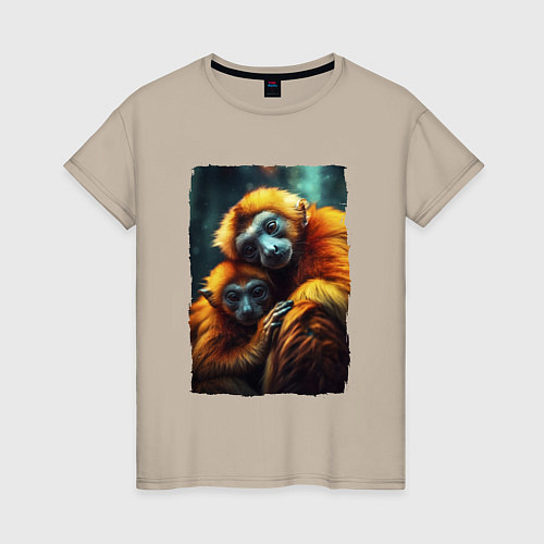Женская футболка Игрунковые обезьянки / Миндальный – фото 1