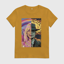 Футболка хлопковая женская Barbie Oppenheimer, цвет: горчичный