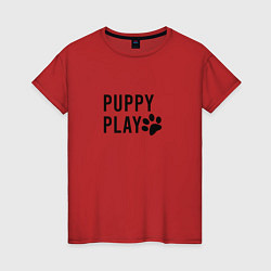 Футболка хлопковая женская Puppy Play, цвет: красный