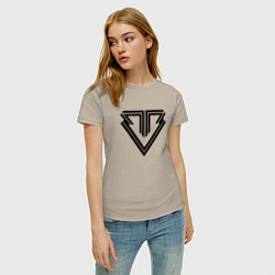 Футболка хлопковая женская Big bang black emblem, цвет: миндальный — фото 2