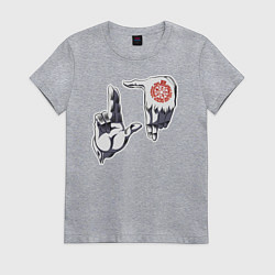 Футболка хлопковая женская Хеллсинг ладони Алукарда, цвет: меланж