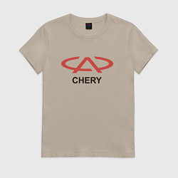 Футболка хлопковая женская Chery Logo, цвет: миндальный