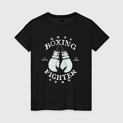 Футболка хлопковая женская Boxing fighter, цвет: черный