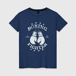Футболка хлопковая женская Boxing fighter, цвет: тёмно-синий
