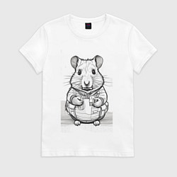 Футболка хлопковая женская Тактический хомяк, цвет: белый