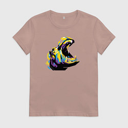 Футболка хлопковая женская Бегемот WPAP, цвет: пыльно-розовый