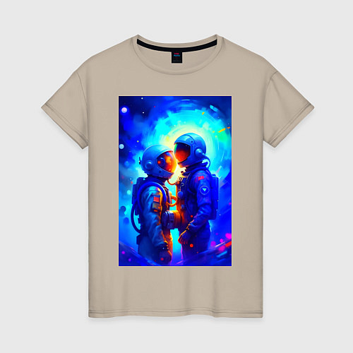 Женская футболка Космическая любовь - нейросеть / Миндальный – фото 1
