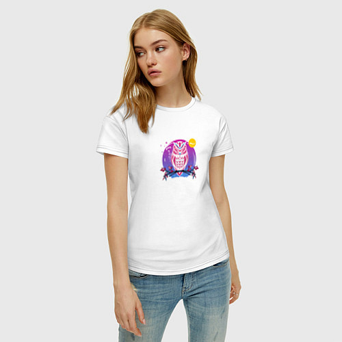 Женская футболка Сова на ветке / Белый – фото 3
