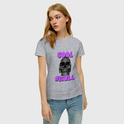 Женская футболка Cool Skull / Меланж – фото 3