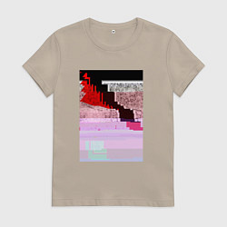 Футболка хлопковая женская Abstract glitch, цвет: миндальный