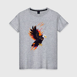 Футболка хлопковая женская Орел парящая птица абстракция, цвет: меланж