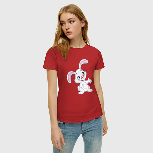 Женская футболка Весёлый зайчик / Красный – фото 3