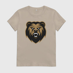 Футболка хлопковая женская Медвежий оскал, цвет: миндальный