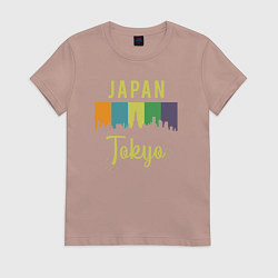 Футболка хлопковая женская Токио Япония, цвет: пыльно-розовый