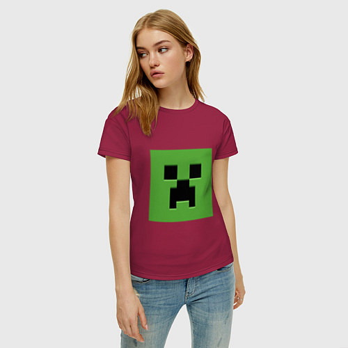 Женская футболка Minecraft creeper face / Маджента – фото 3