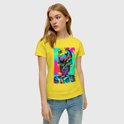 Футболка хлопковая женская Cool skull - pop art - vogue, цвет: желтый — фото 2