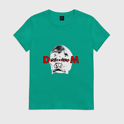 Футболка хлопковая женская Depeche Mode 2023 Memento Mori - Skull 02, цвет: зеленый