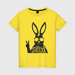 Футболка хлопковая женская Stay cool rabbit, цвет: желтый