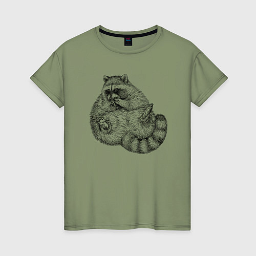 Женская футболка Енот жирдяй / Авокадо – фото 1