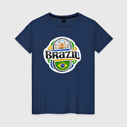Футболка хлопковая женская Brazil adventure, цвет: тёмно-синий