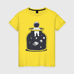 Футболка хлопковая женская Космическая банка, цвет: желтый