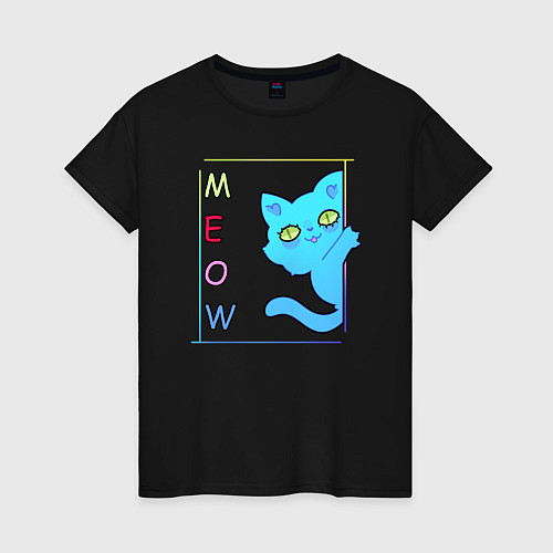 Женская футболка Cat meow / Черный – фото 1