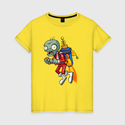 Футболка хлопковая женская Зомби на джетпаке, цвет: желтый