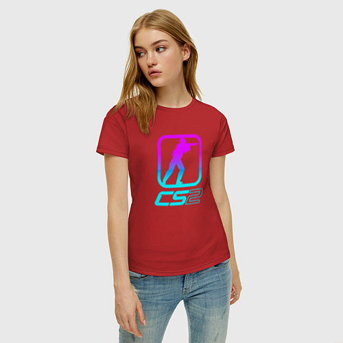 Женская футболка КС 2 неоновый / Красный – фото 3
