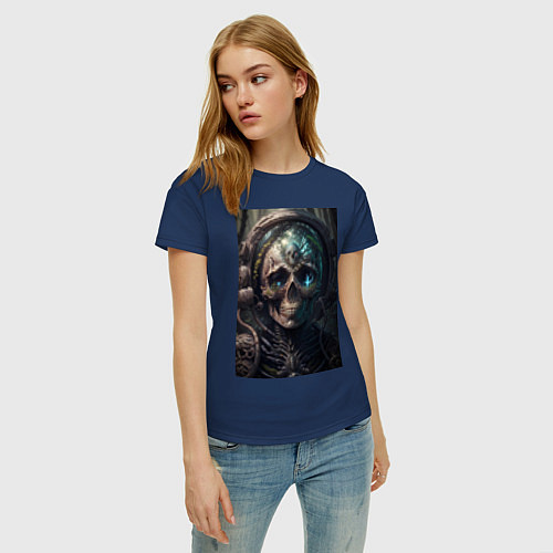 Женская футболка Dark-skelet / Тёмно-синий – фото 3