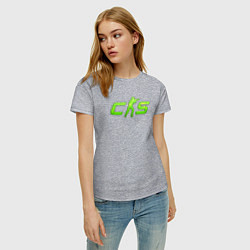 Футболка хлопковая женская CS2 green logo, цвет: меланж — фото 2