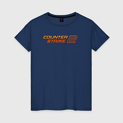 Футболка хлопковая женская Counter strike 2 orange logo, цвет: тёмно-синий
