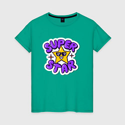 Футболка хлопковая женская Superstar, цвет: зеленый