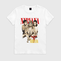 Футболка хлопковая женская Nirvana rock band, цвет: белый