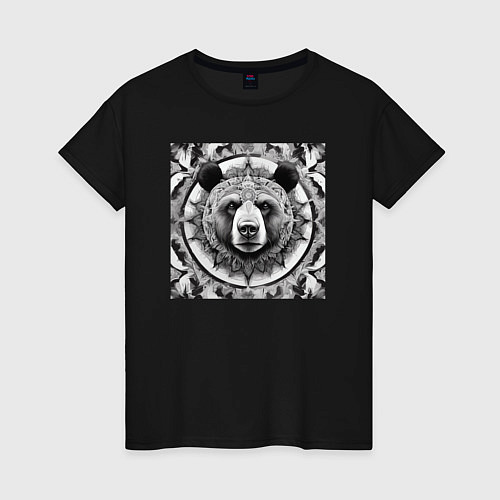 Женская футболка Мандала-медведь / Черный – фото 1