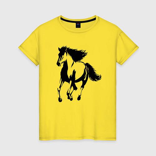 Женская футболка Лошадь скачет / Желтый – фото 1