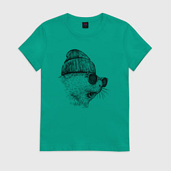 Футболка хлопковая женская Морская свинка модная, цвет: зеленый