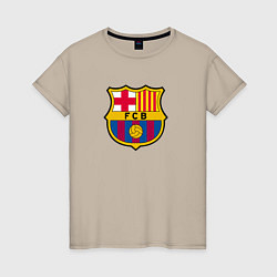 Футболка хлопковая женская Barcelona fc sport, цвет: миндальный