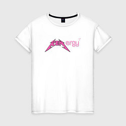Футболка хлопковая женская Kenergy - metallica and barbie style, цвет: белый