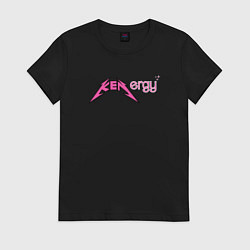 Футболка хлопковая женская Kenergy - metallica and barbie style, цвет: черный