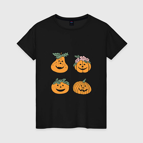 Женская футболка Веселые тыквы / Черный – фото 1
