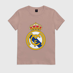 Футболка хлопковая женская Real madrid fc sport, цвет: пыльно-розовый