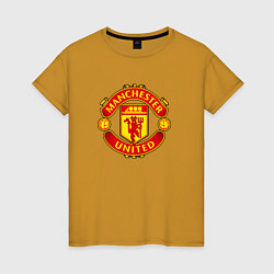 Футболка хлопковая женская Манчестер Юнайтед фк спорт, цвет: горчичный