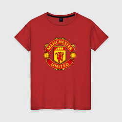 Футболка хлопковая женская Манчестер Юнайтед фк спорт, цвет: красный