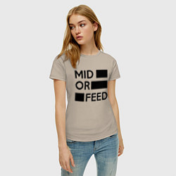 Футболка хлопковая женская Mid or feed, цвет: миндальный — фото 2