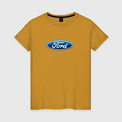 Футболка хлопковая женская Ford usa auto brend, цвет: горчичный