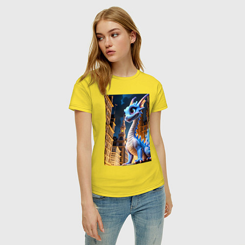Женская футболка Синяя дракоша / Желтый – фото 3